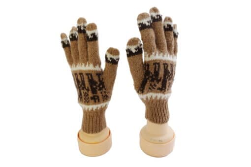 Handgemachte Finger-Handschuhe aus Alpaka, Lama, dunkelbraun, Peru