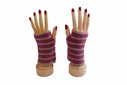 Handschuhe Alpaka, Rosa Violett gestreift