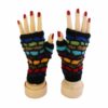 Handgemachte Halb-Handschuhe aus Alpaka, schwarz gestreift, Peru