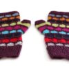 Handschuhe Alpaka, Violett gestreift (Ansicht von oben)