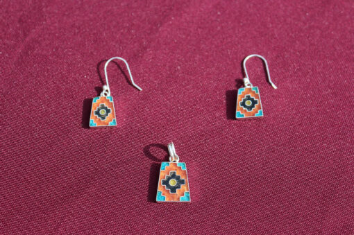 Set Silber-Ohrringe mit Anhänger Inka