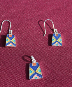 Set Silber-Ohrringe mit Anhänger Titikaka