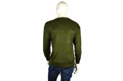 Alpaka Strick V-Ausschnitt Pullover grün (M-L)