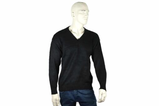 Alpaka Strick V-Ausschnitt Pullover schwarz (M-L)