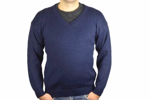 Alpaka Pullover V-Schnitt marineblau