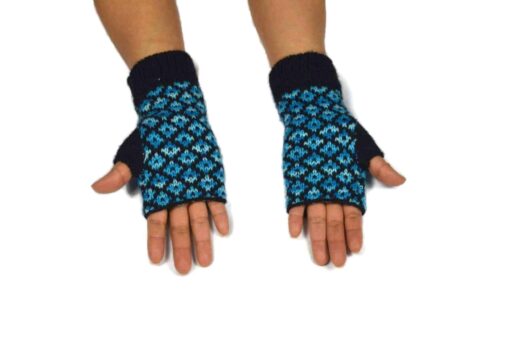 Alpaka Handschuhe Pünktchen Hellblau