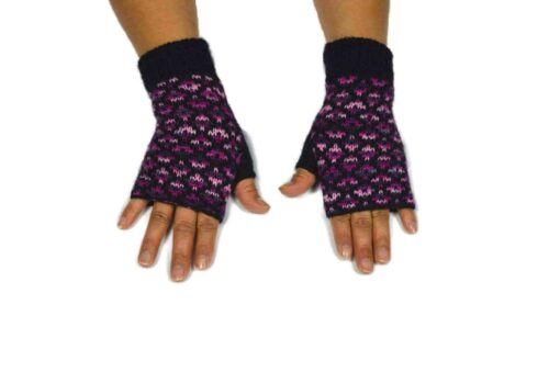 Alpaka Handschuhe Pünktchen Violett