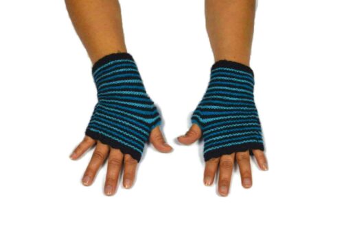 Alpaka Handschuhe Rayas Blau Modell 1