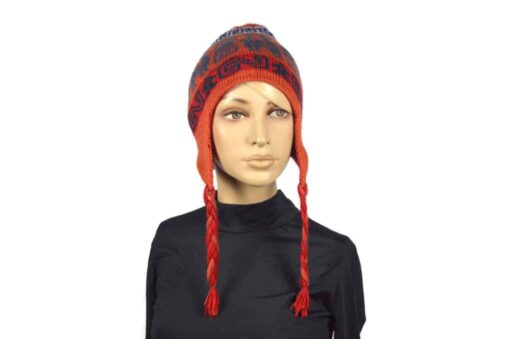 Alpaka Mütze Rot-Orange Modell 2